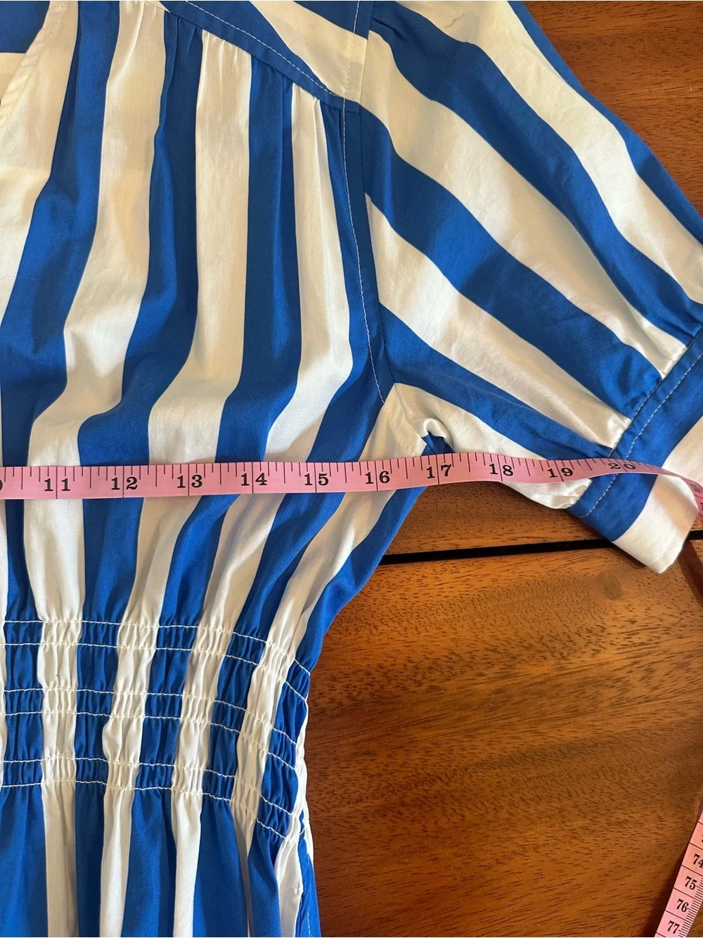 SOLID & STRIPED Blue & White Striped Midi Delilah v neck Cotton Dress w/pockets - Picture 8 of 10